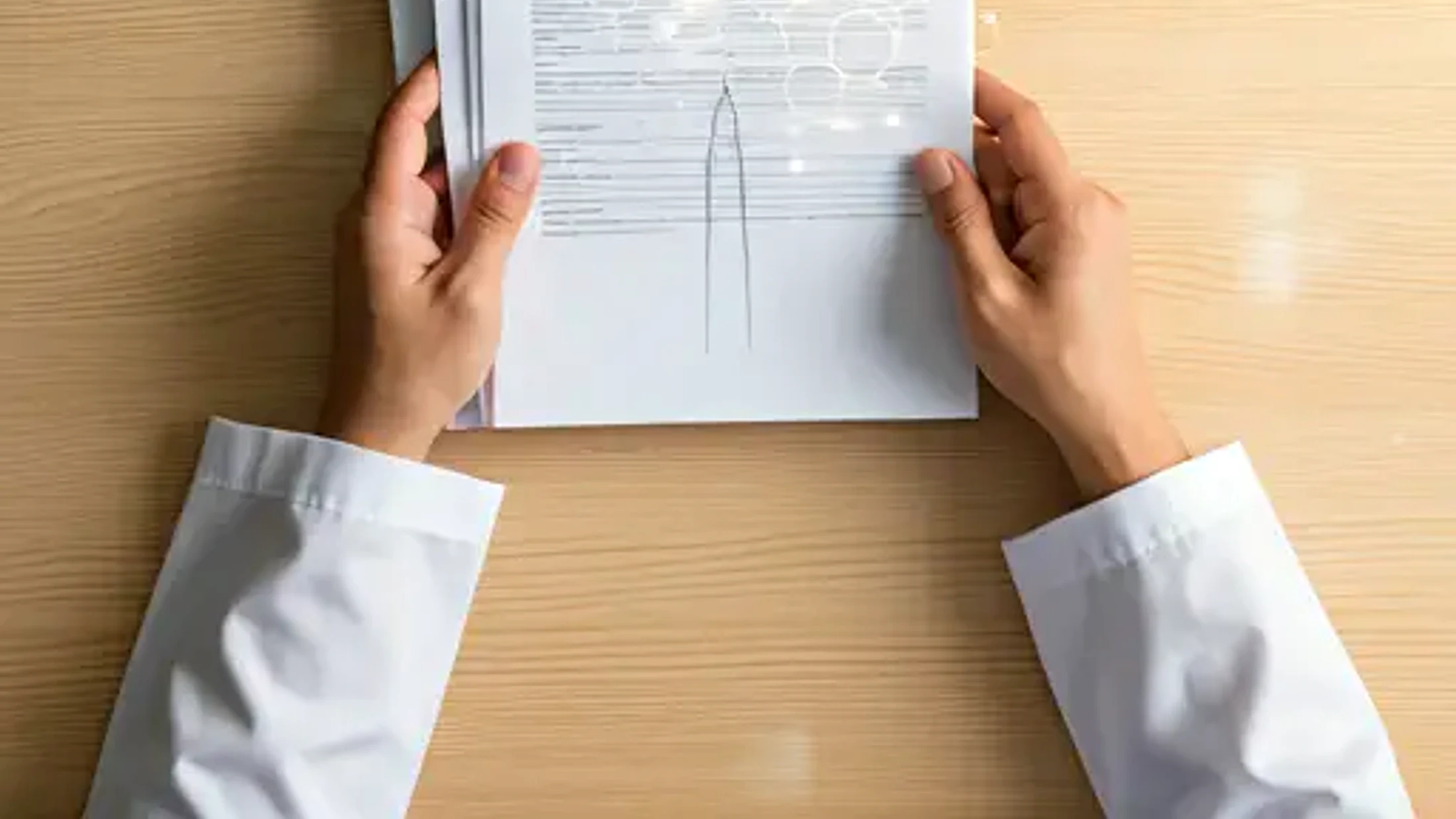 Dokumen medis dan data digital di atas meja kerja klinis.